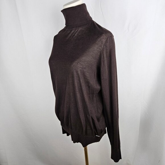 NWT Worth NY Chocolate Chip Cotton Turtleneck Pullover Sweater Large $298 - Picture 2 of 10